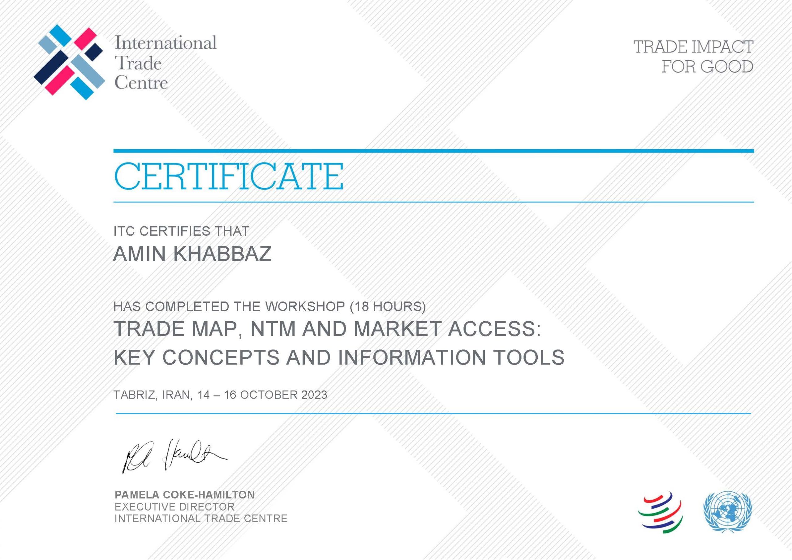 Certificates – Workshop on ITC Market Analysis Tools Boot Camp in Tabriz_all signed (1)-29 گواهی دوره آموزشی ابزارهای تحلیل و مطالعه بازار صادراتی مرکز تجارت بین الملل سوئیس